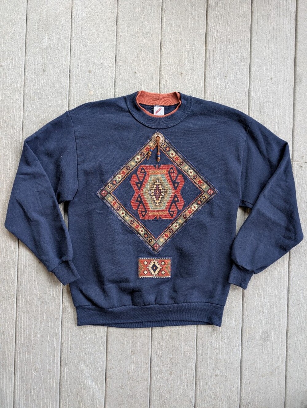 Vintage Jerzees Southwestern Aztec Crewneck Sweatshirt Made USA Size Large